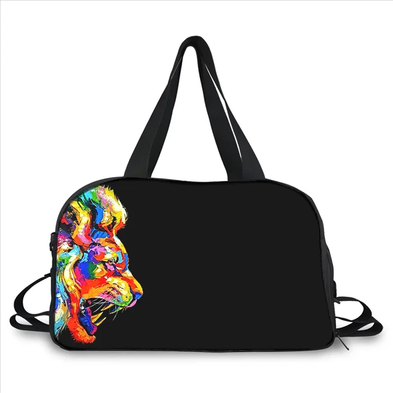 ferocious illustration lion 3D printing fashion trend portable large capacity multi function messenger bag travel bag