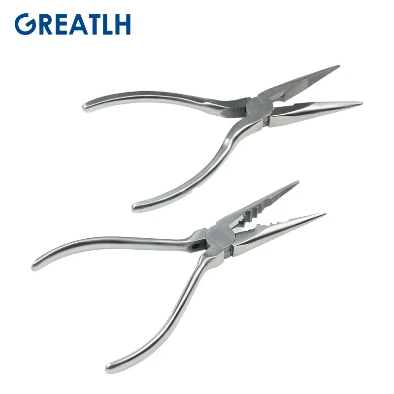 1pcs Stainless Steel Orthopedics Vise Needle Nose Pliers with Serrated Jaws Bone Forcep Veterinary Orthopedics Instrument