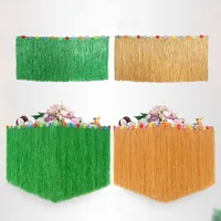 Hawaiian Party Straw Table Skirt Hawaii Themed Party Decoration Grass Table Skirt Straw Color DIY Hawaii Party Tablecloth 1