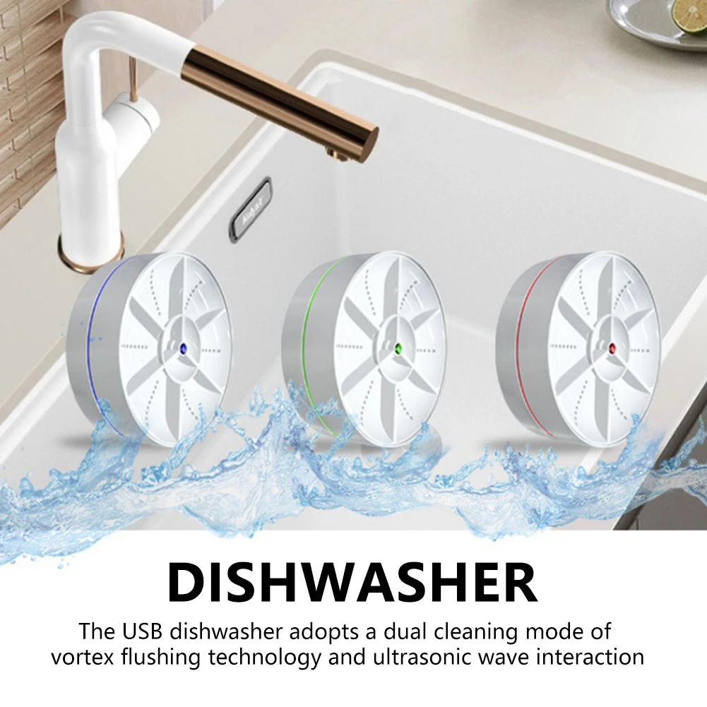 Portable Ultrasonic Dish Washer 18W Cordless Sink Dishwasher 2 Modes Bowl Washing Machine Household Sink Dishwasher for Home Use 2