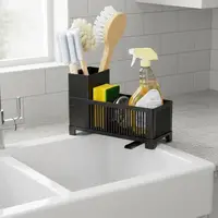 Organisateur d'évier de cuisine bien ventilé, support à éponge peu encombrant, panier de rangement pour éponge d'évier, égouttoir de cuisine en plastique 5