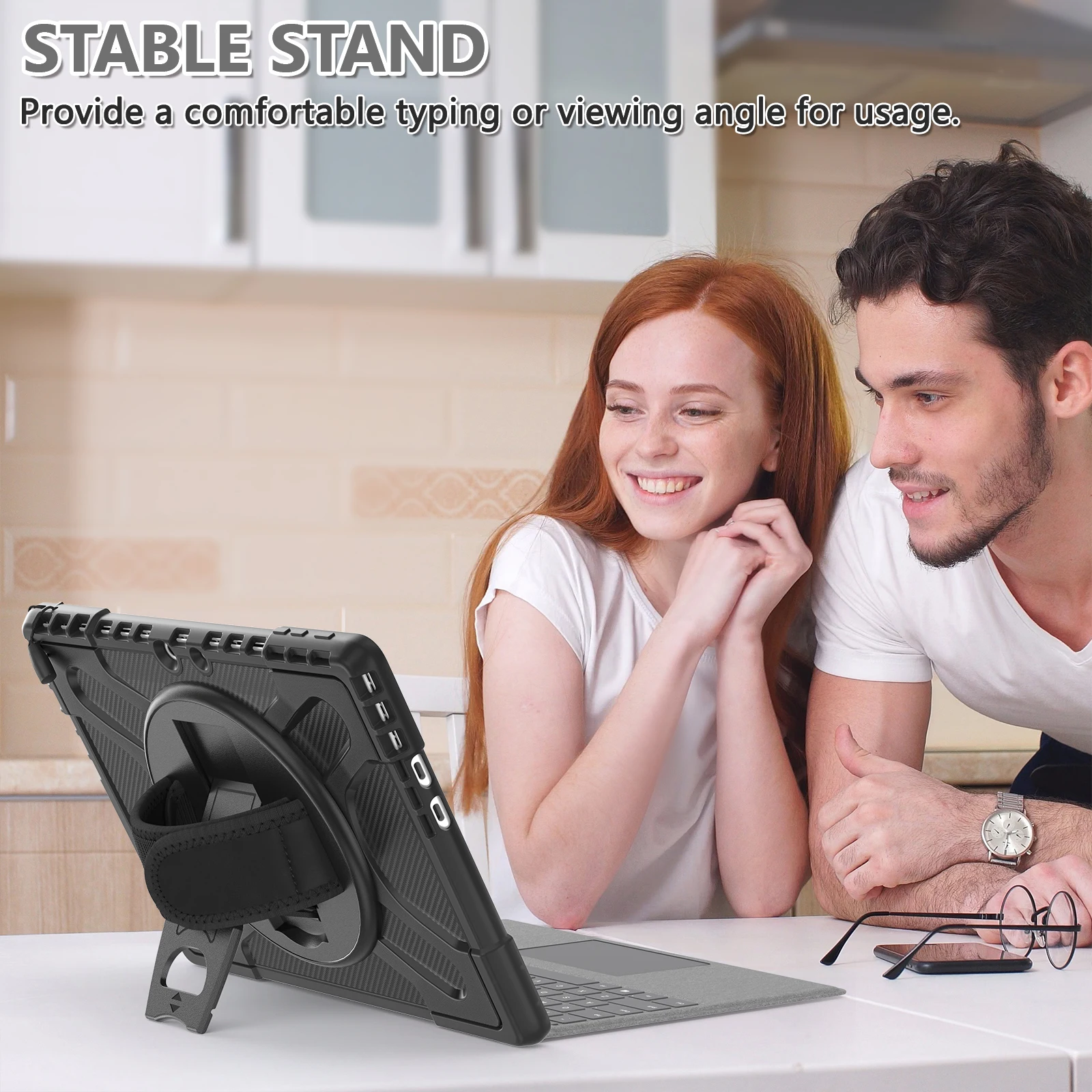 Rugged 3-Layer Shockproof Tablet Case with Hand Strap