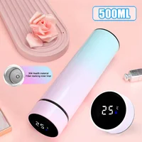 500ML Gradient Water Bottle Smart Insulation Cup Stainless Steel Thermal Cup Thermos for Travel Drinkware Car Cup Coffee Mug 1