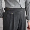Mr. Deer San Early Autumn Gurkha High Waist Straight Pants Retro Petty High Texture Double Pleated Casual Pants Trendy Men 2