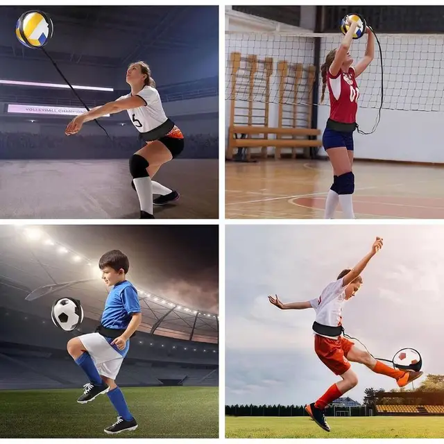 Volley Ball Practice Equipment Solo Spiking Serving Trainer Solo Volleyball Spiking Training Equipment Set For Backyard Outdoor 5