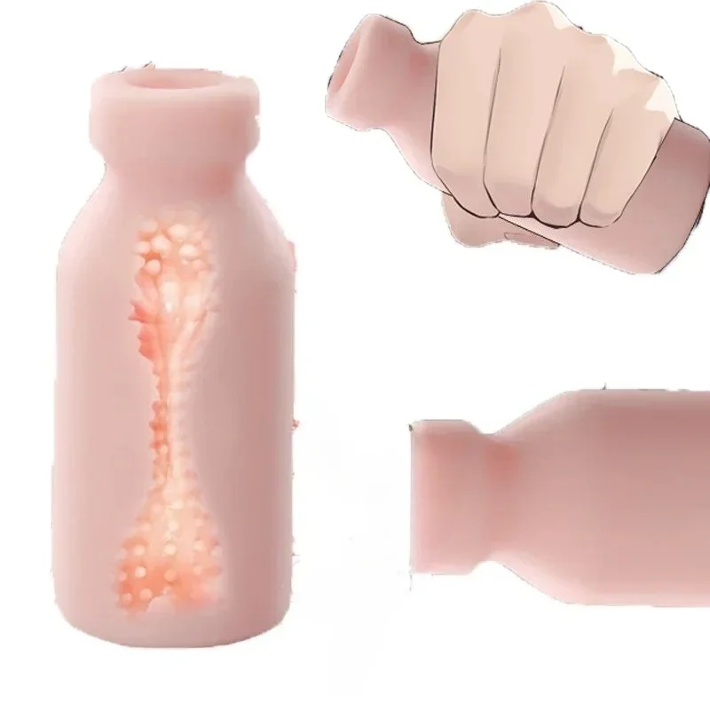 Silicone Masturbator Soft Emulational Vaginal Bulge Portable Manual Male Masturbation Cup Milk Bottle Shape Sex Toys for Man
