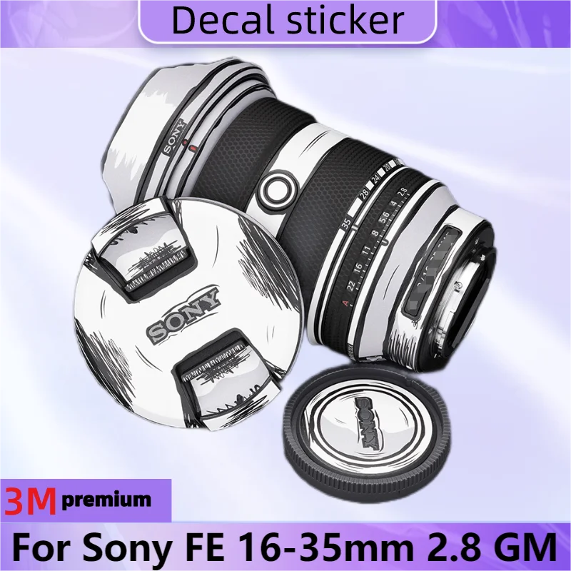 Pelle Di Decalcomania Stilizzata Per Sony Fe 16-35Mm 2.8 Gm Adesivo Per Obiettivo Della Fotocamera Rivestimento In Pellicola Avvolgente In Vinile Sony
