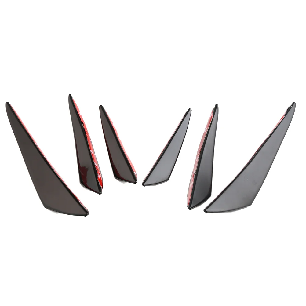 

6PCS Universal PP Surface Car Bumper Front Lip Splitter Wrap Angle Spoiler (Black)
