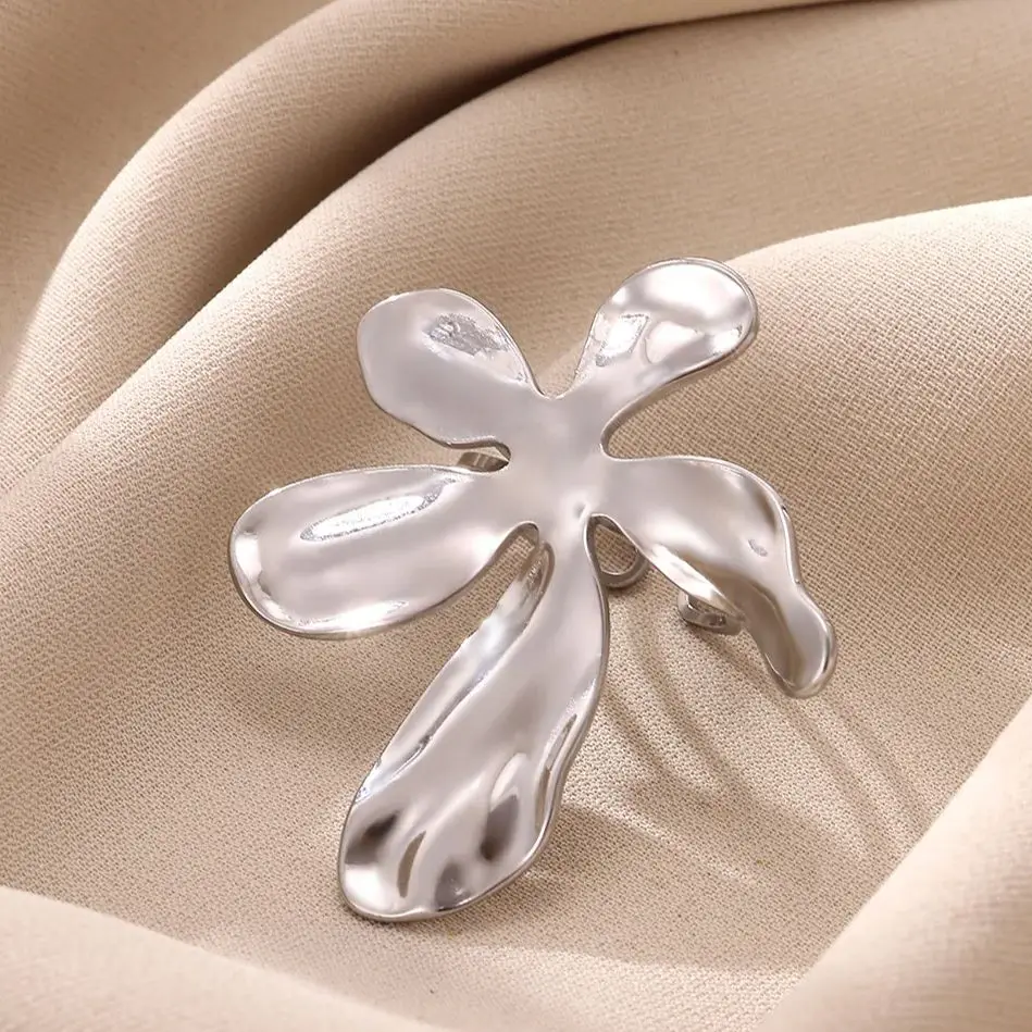 Irregular Flower Rings For Women 18K Gold Stainless Adjustable Wedding Jewelry