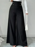 Women's Fashionable and Elegant Solid Color Wide-Leg Pants for Spring and Autumn, High-Waisted Pants - Image 4