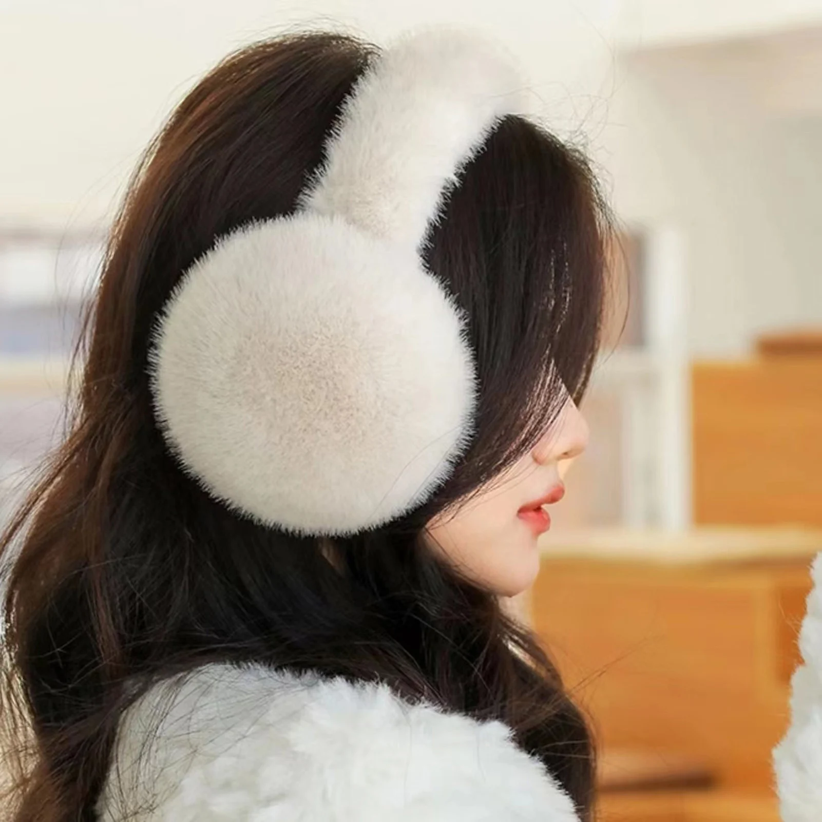Fashion Winter Women Men Warmer Solid Color Adjustable Ear Muffs Earflap Earmuffs Thickened Plush Headband_voghion.com