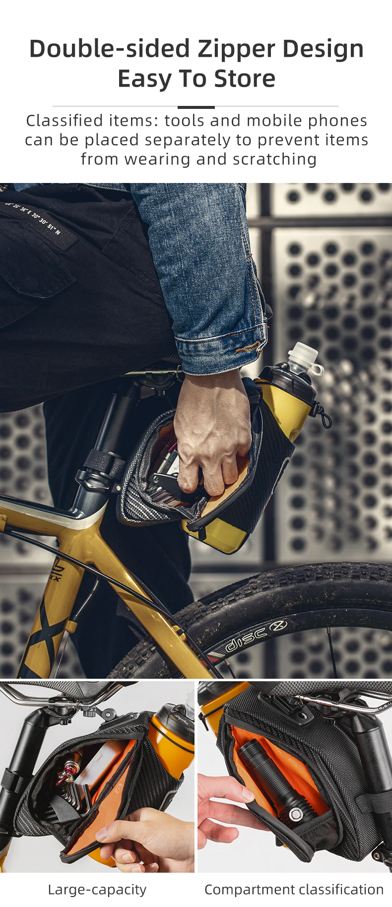 ROCKBROS Fahrrad-Hecktasche ≈1L Kapazität Fahrrad-Hecktasche Wasserdicht Reflektierend MTB Rennrad Sattel Sitztasche Radfahren Hecktaschen – Detail 7