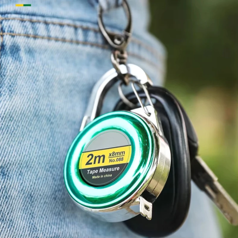 1PCS Portable Mini Keychain Tape Measure 2m Steel Tape Measure Delicate Small Steel Ruler Multipurpose Gift Ruler
