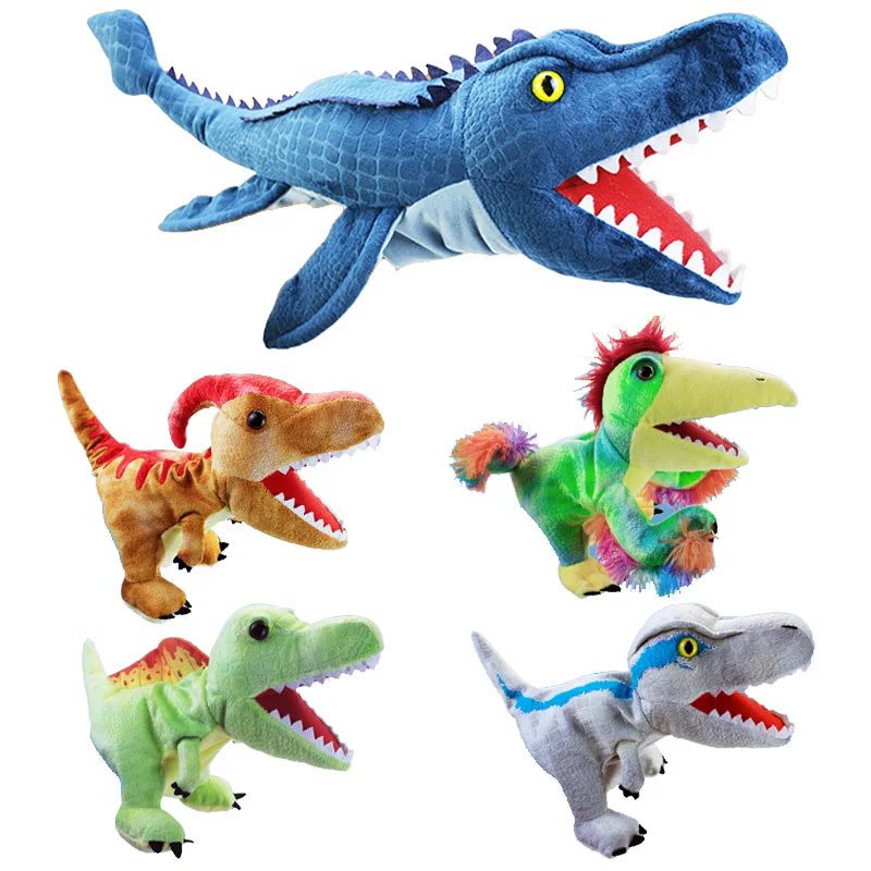 

New 11 style Dinosaur Hand Puppet Plush toys Kindergarten performance Hand control glovesTriceratops Tyrannosaurus Dilophosaurus