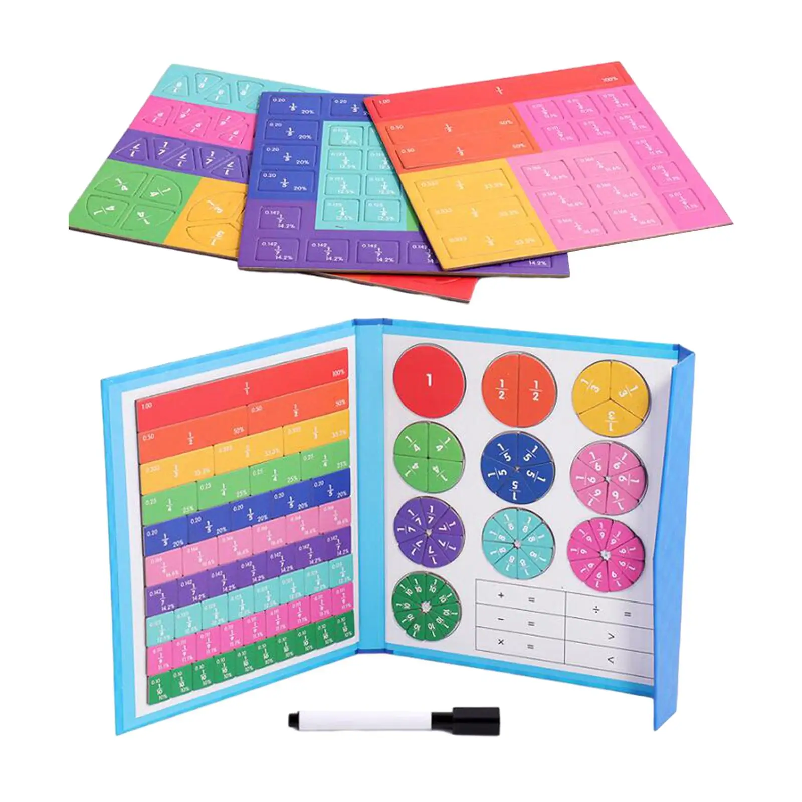 

Fraction Learning Math Toys Book Stand Design Supplies Fraction Teaching Aids Fraction Concept Toys for Gift Home Kids Children