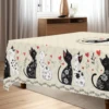 Cat and Love Tablecloth, Embossed Edge Design, Kitchen, Picnics, Indoor/Outdoor Decor, Ideal Gift for Cat Lovers, Cat Decor 3