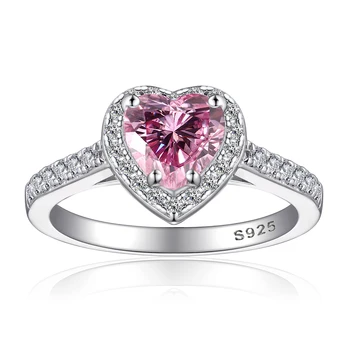 1-2ct Pink Heart Moissanite Rings with Certificate Ring Women Jewelry S925 Silver 1