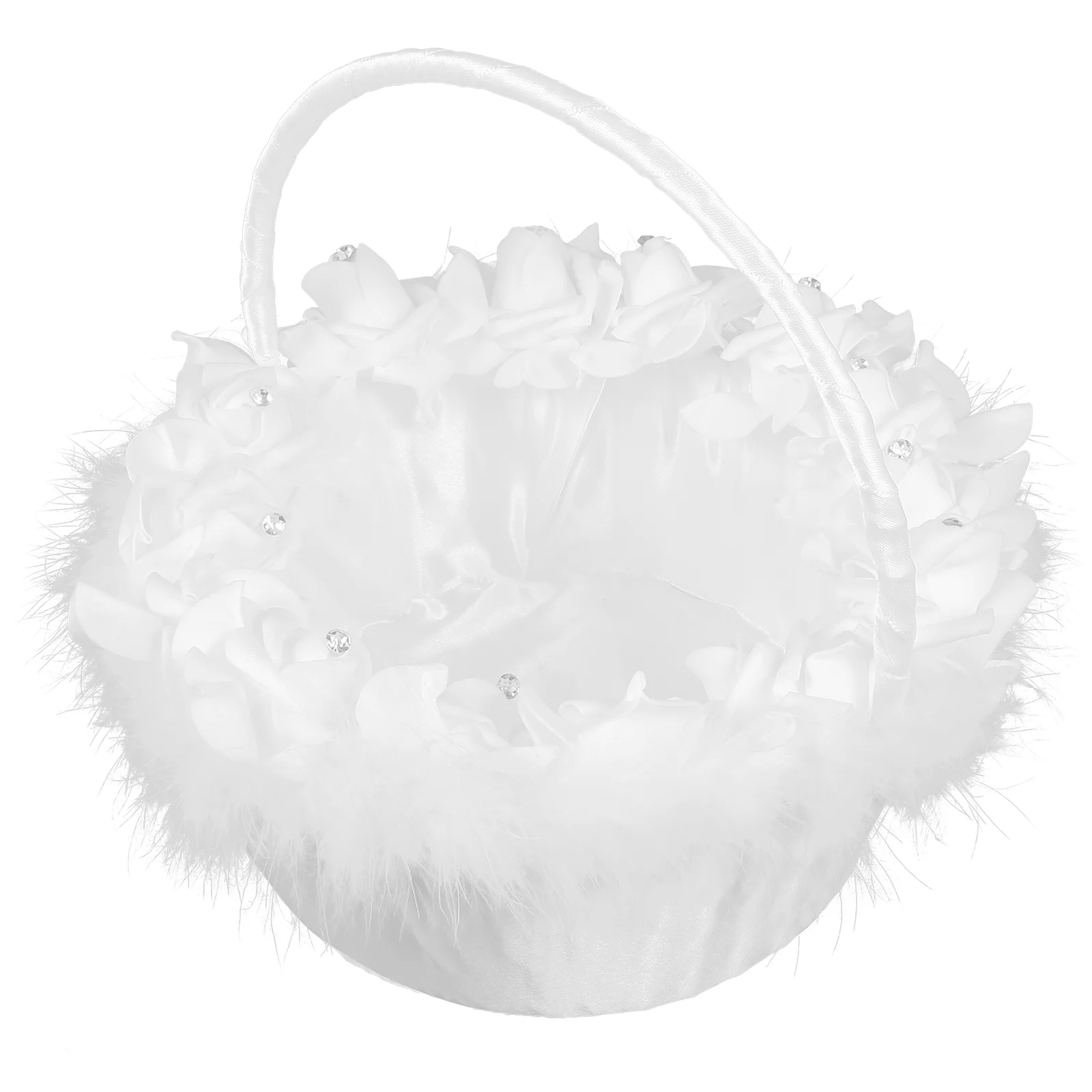 

Rose Flower Girl Basket For Wedding Basket Decoration White Feather For Wedding Ceremony Party Decoration Bride