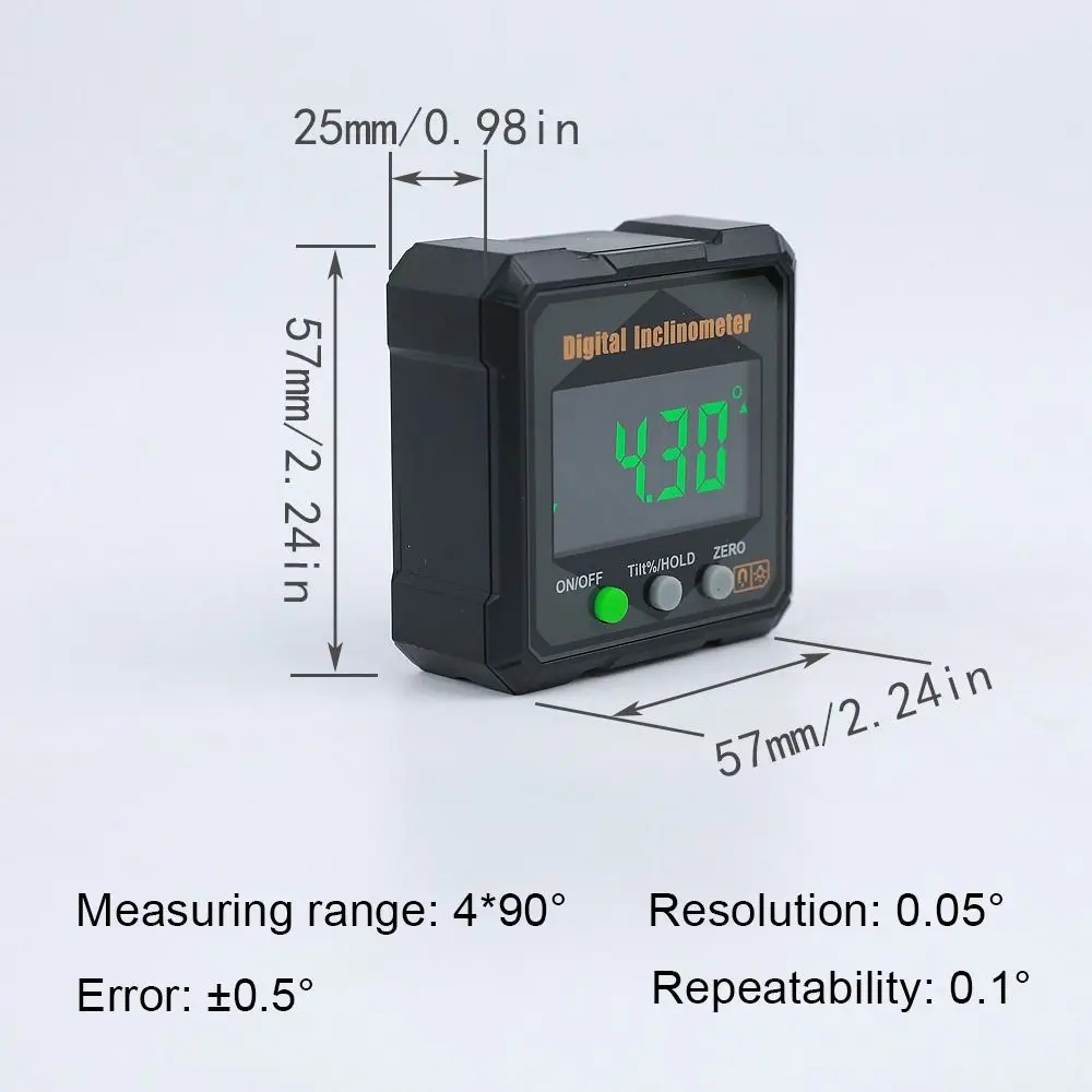 1Pcs Multifunctional Digital Inclinometer Electronic Magnetlc 360-degree Measurement Digital Angle Finder IP54 Waterproof
