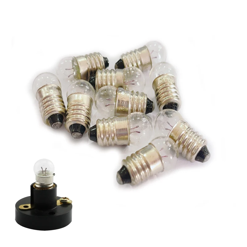 Petite ampoule pour test d'expérimentation, lampe de poche fuchsia, E10, 1.5V, 2.5V, 3.8V, 4.8V, 6V, 6.2V, 10 pièces