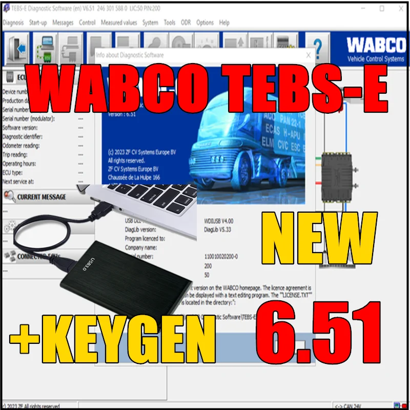 

Newest Wabco TEBS-E 6.51 NOT old 6.50 Diagnostic Software English,German etc 9 language + unlimited Activator Free Install Help