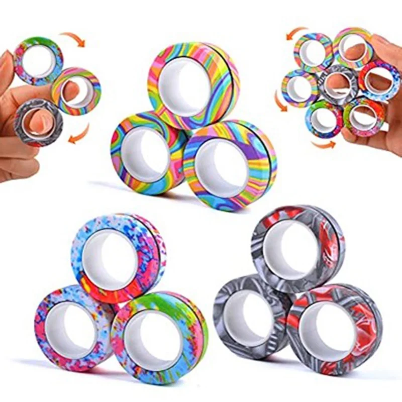 Magnetic Rings Fidget Toy AntiStress Magic RingTool Finger Spinner Decompression Toy For Kids Adult fidget toy,sensory fidget toy,anti stress toy,finger sensory toy,fingertip gyroscope toy