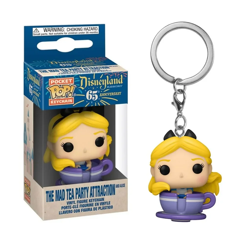 FUNKO POP Keychains Alice in Wonderland Cartoon Cute Creative Tea Cup Design Doll Pendant Peripherals Keychain Kid Holiday Gift 2