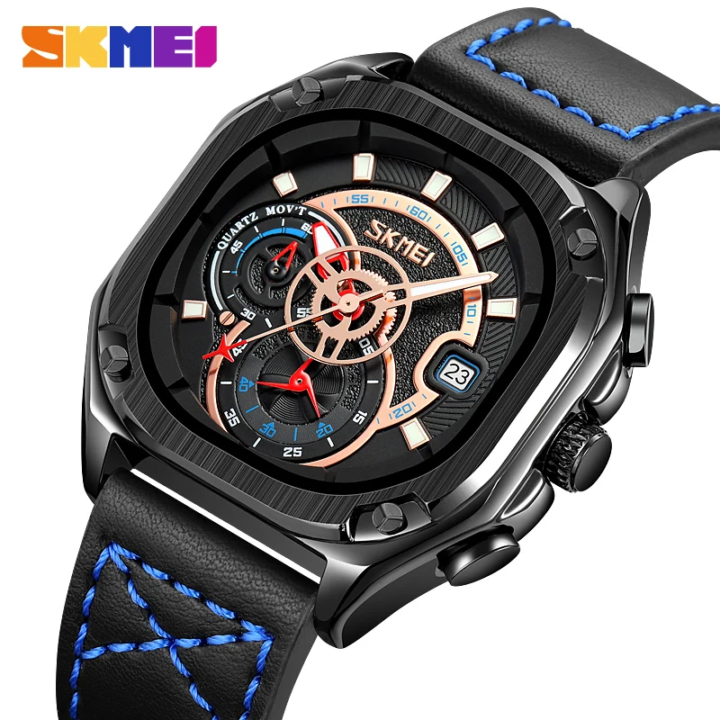

SKMEI Fashion Multifunctional Chronograph Watch Fashion Personality Waterproof Luminous Hands Men's Square Quartz Watch 9313