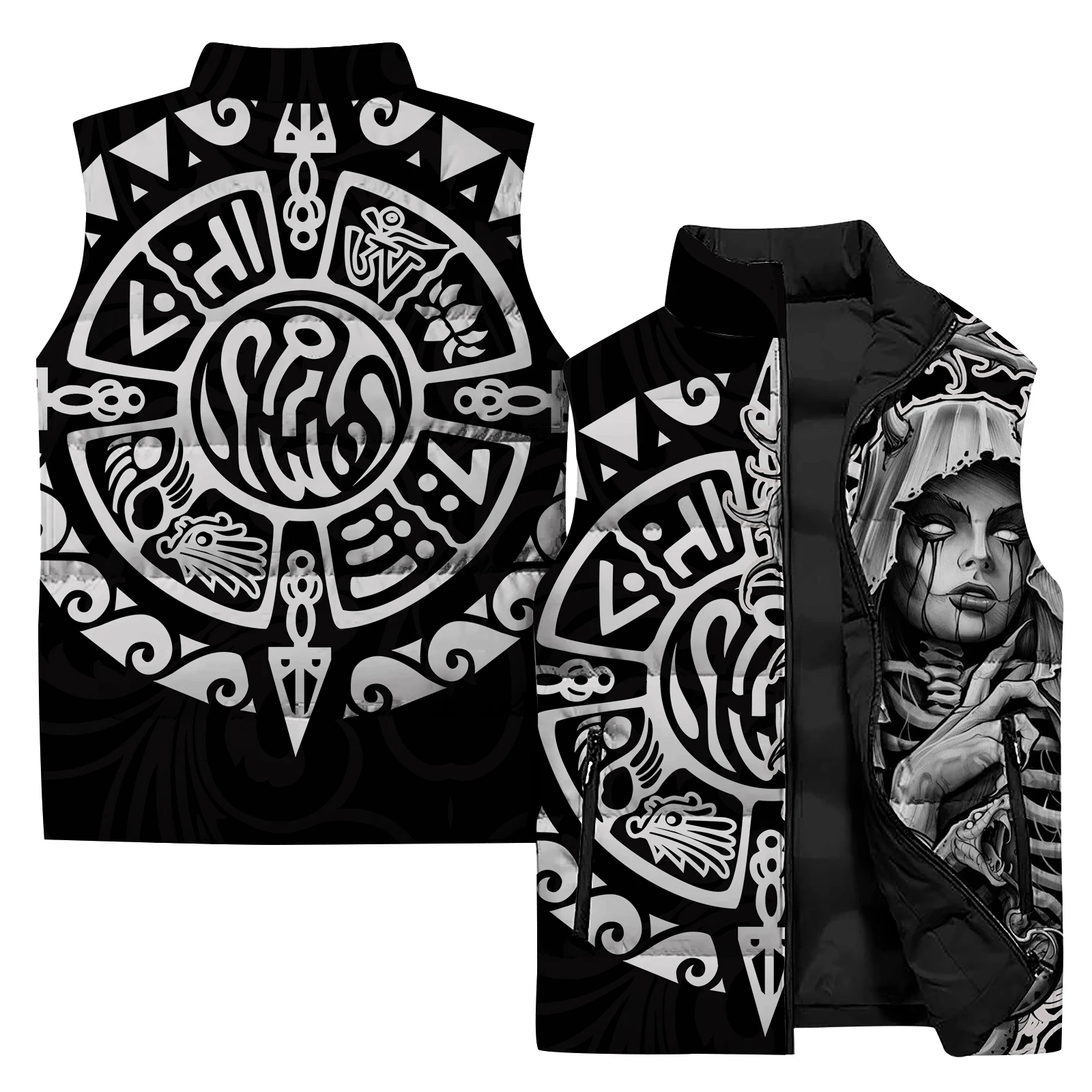 thumbnail image 1 of Chaquetas de hombre diosa Chalecos de bruja para hombres Chaleco Totem Calidez Impresión digital 3D Ropa de hombre duradera de moda Chaleco de viento frío para hombre, 1 of 5