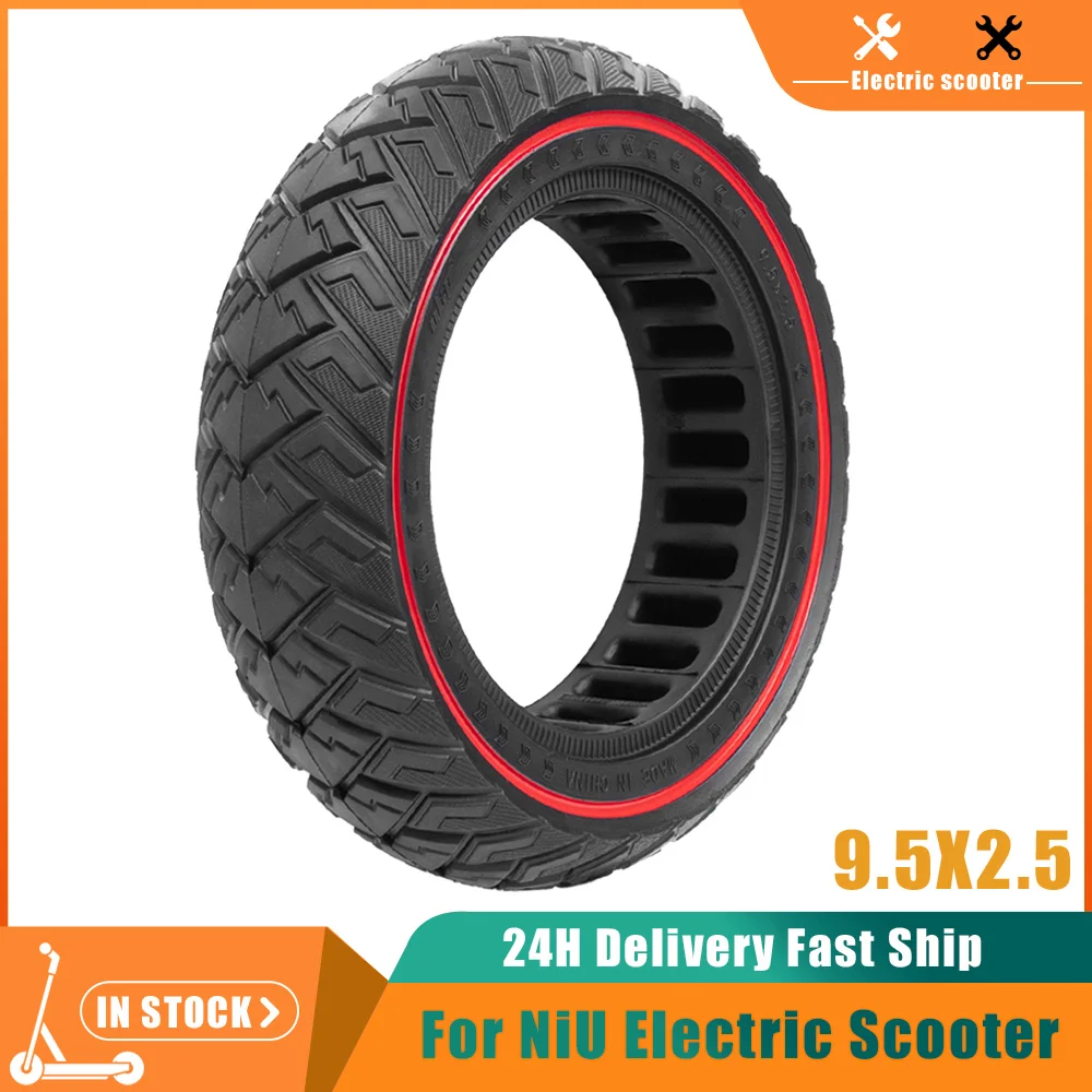 

Rubber Solid Tire 9.5x2.5 Thickened Design Off-Road Tire For Niu KQi1 KQi3 Electric Scooter Explosion-Proof Replacement Tyre