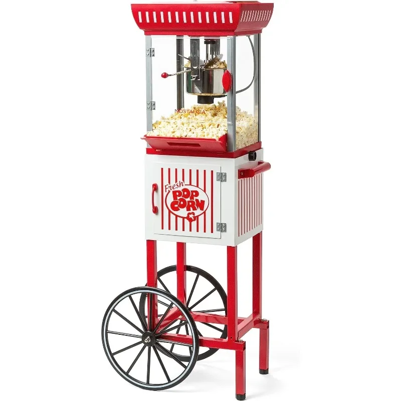 Vintage Popcorn Maker Cart with 2.5 Oz Kettle