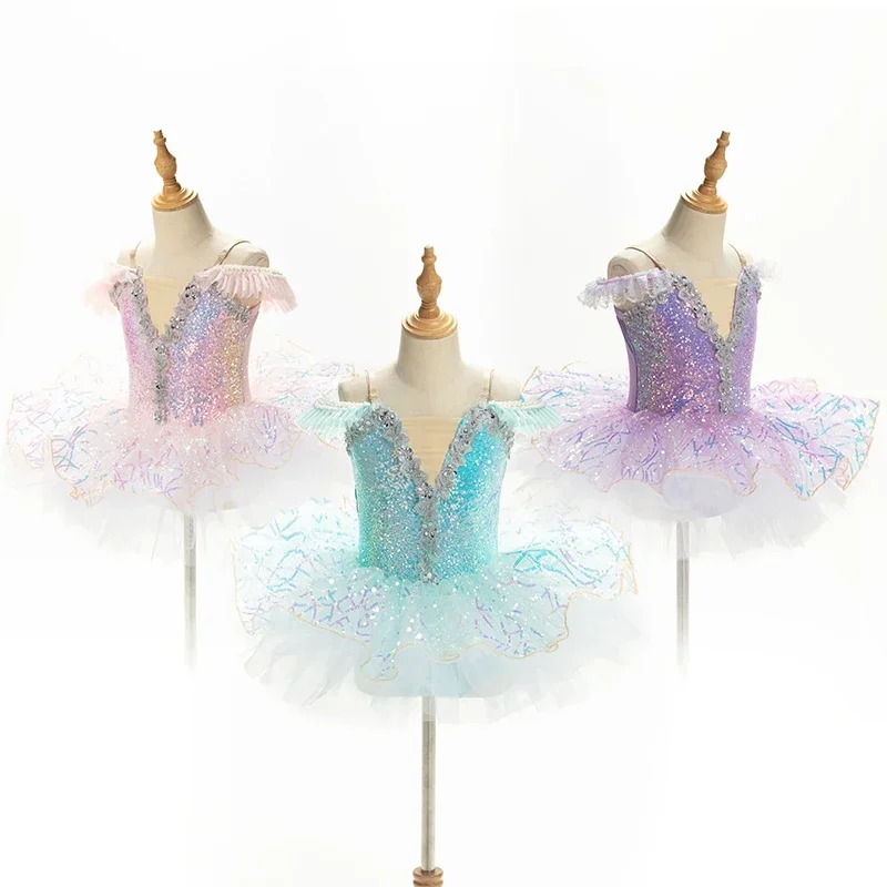

Детская балетная юбка, платье принцессы с блестками для девочек, балетная пачка, одежда для выступлений, детские танцевальные костюмы для девочек
