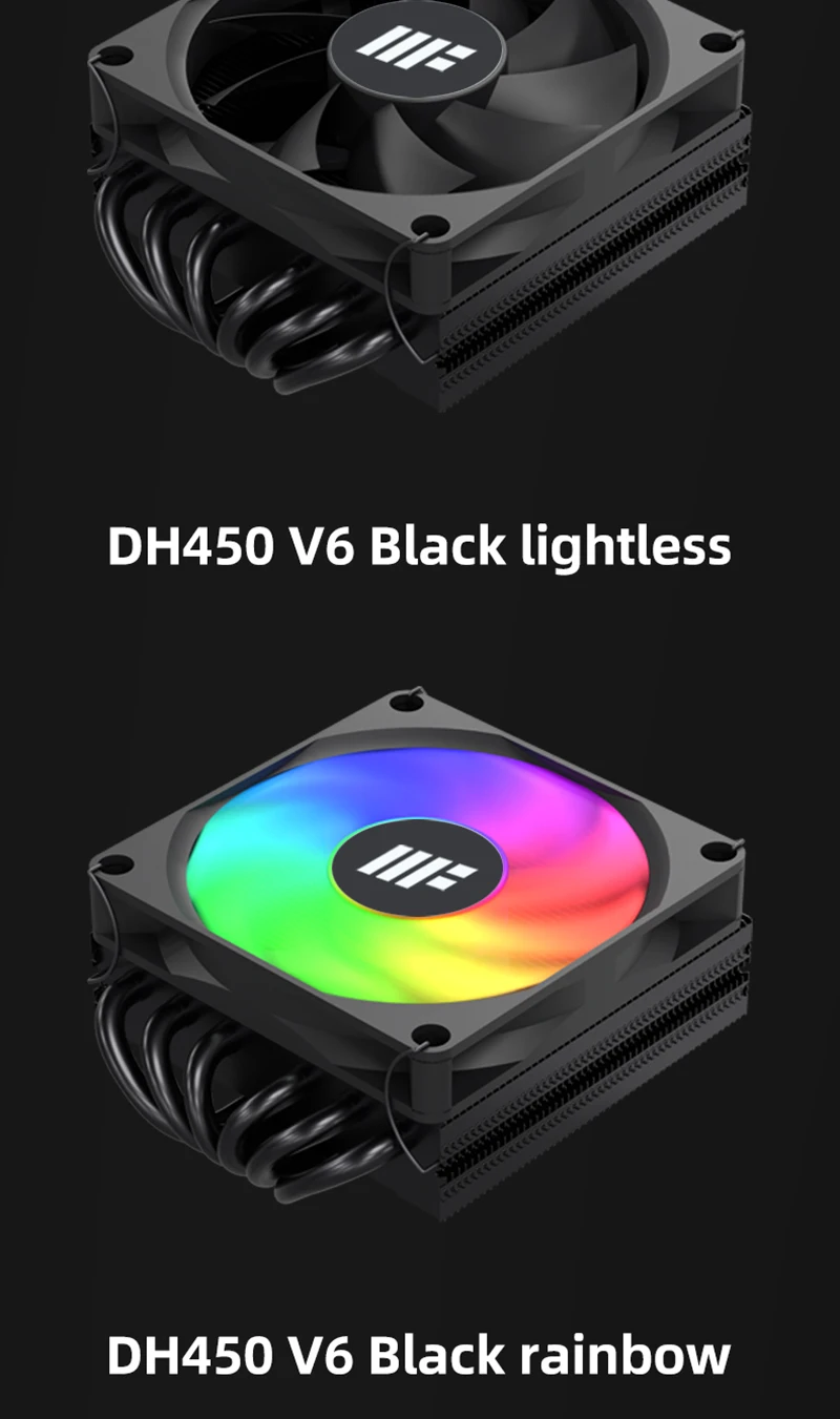 DH450 Low Profile CPU Cooler 45mm Height 6 Heatpipes ITX CPU Radiator 9CM PWM Fa