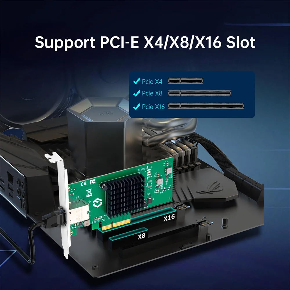 10G AQC107 PCIE-RJ45 이더넷 카드 PCIE X4 기가비트 10G/5G/2.5G/1G PCI Express LAN 어댑터(데스크탑 PC 서버용)