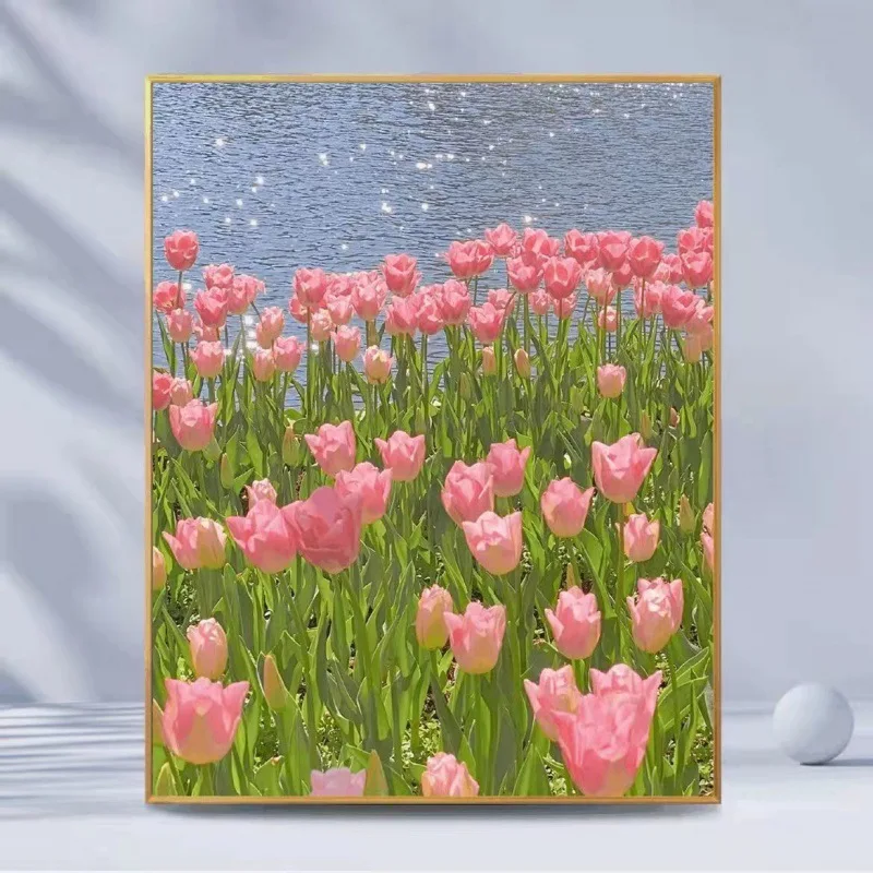 

2023 Handmade high -end tulip digital oil painting filling color painting oil painting hand -painted oil color painted acrylic p