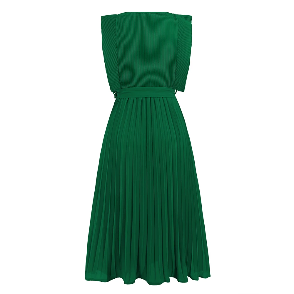 Stylish Solid Color Ruffled Dress
