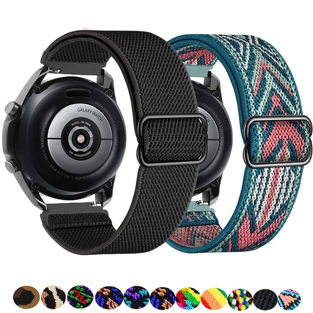 20mm/22mm Strap For Samsung Galaxy watch 5/4/Classic/3/Active 2/46mm/42mm/Gear S3 Adjustable Nylon bracelet Huawei GT/2/Pro band