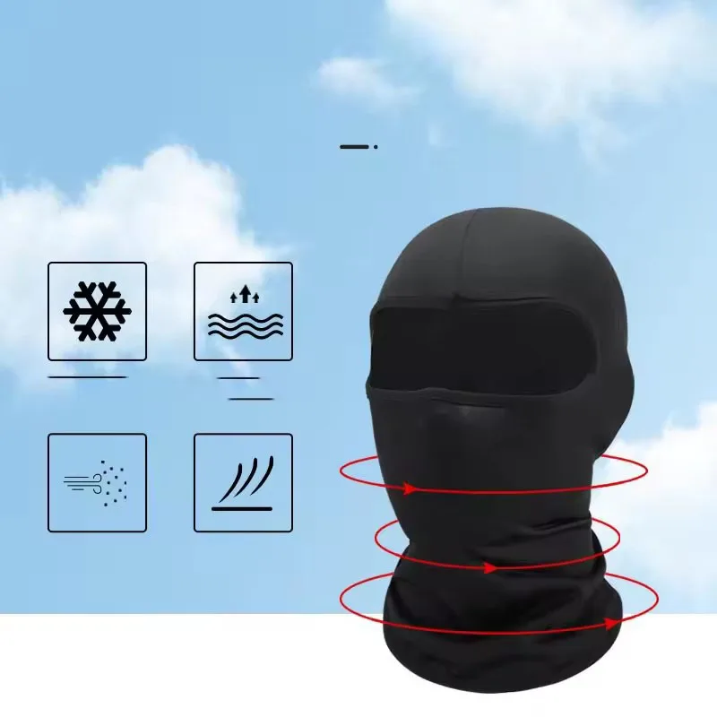 Ice Silk Sunscreen Full Face Mask Outdoor Fishing Motorcycle Windproof UV Protective Mask Black Balaclava Mask