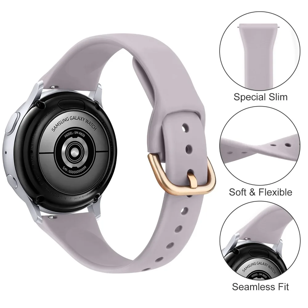 Slim 20mm Silicone Strap - Enhanced Comfort and Style for Smartwatches