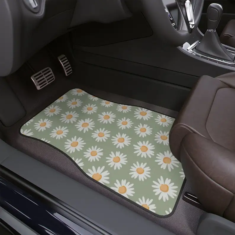 

Boho Car Floor Mats, Aesthetic Y2K Green Daisy Car Floor Mats,Y2K Retro Car Accessories, Cute Car accessories for women, Cute ca