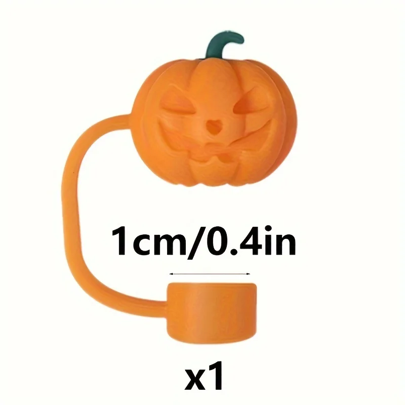 Halloween themed silicone straw cap-reusable, dust cover suitable for 10mm straw, ghost, bat, pumpkin, and wizard hat patterns