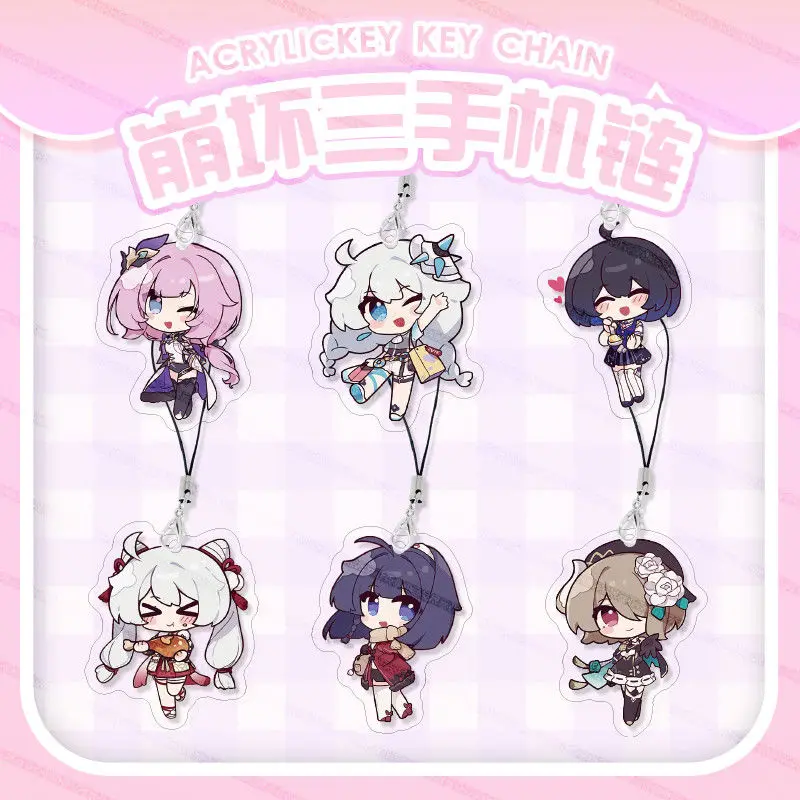 

Honkai Impact 3 МОБИЛЬНЫЙ ТЕЛЕФОН Lanyard Elysia Kiana Райден Мэй акриловая подвеска кавайные ремешки подвесные милые ремешки подарок для друзей