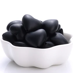 10-Pack Eco-Friendly Peach Heart Silicone Beads for DIY Teething Accessories (Black)