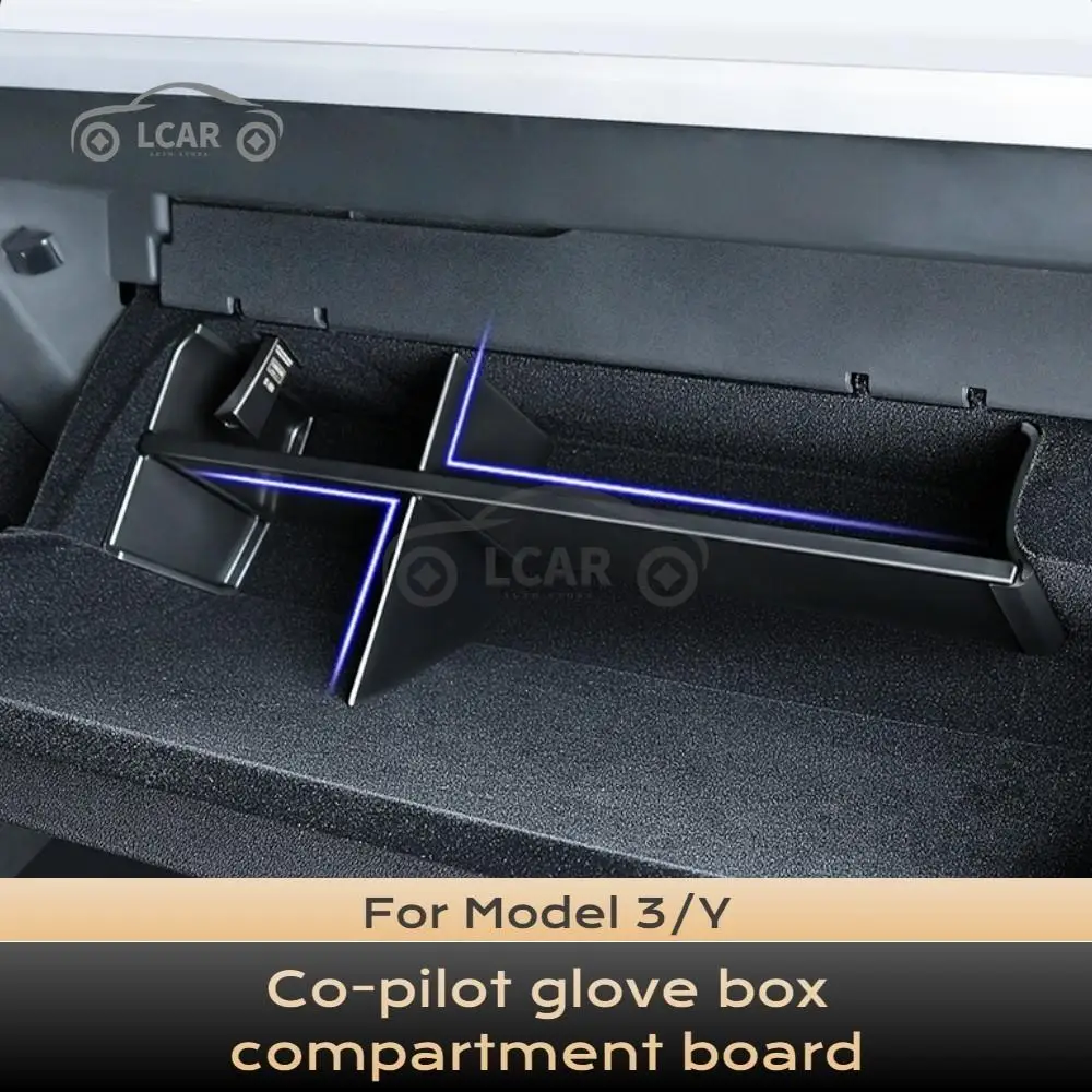 

For Tesla Model Y 3 2021 2022 Co-pilot Glove Box Compartment Board Storage Box Modified Accessories Car Supplies Tidy Storage