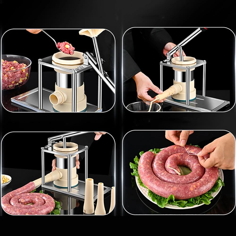 5 in 1 Horizontal Type Sausage Meat Stuffer Homemade Kitchen Quickly Sausage Maker Tools Filler