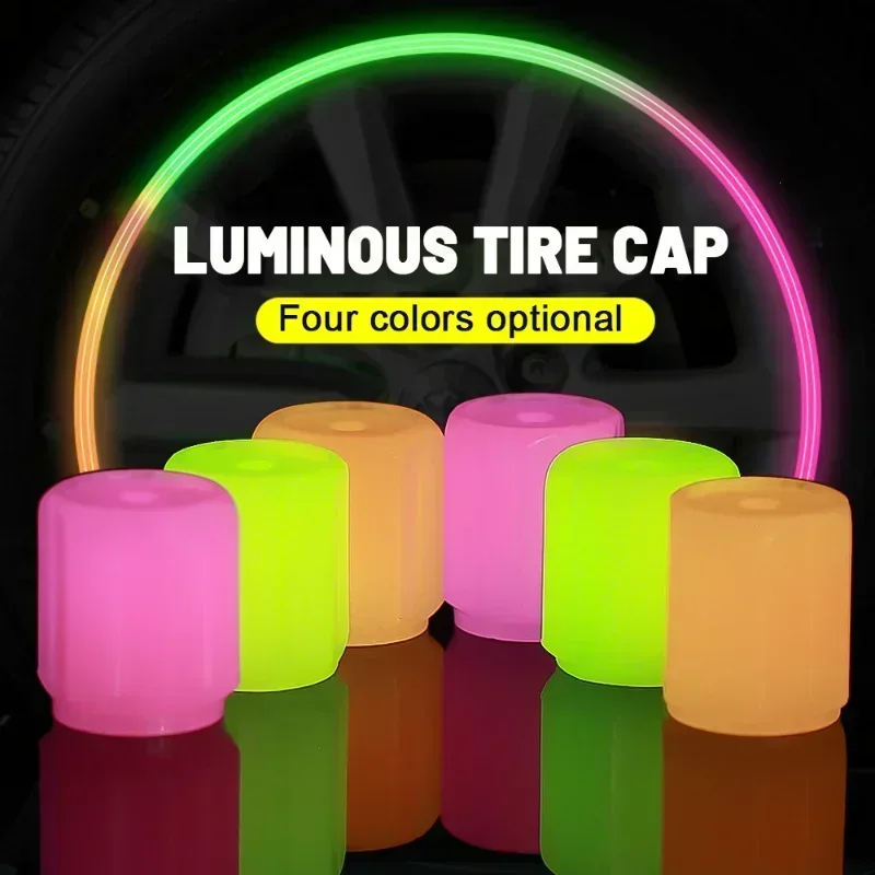 Car Luminous Tire Valve Caps Universal Auto Motorcycle Bicycle Fluorescent Night Glowing Wheel Tyre Hub Valve Stem Caps