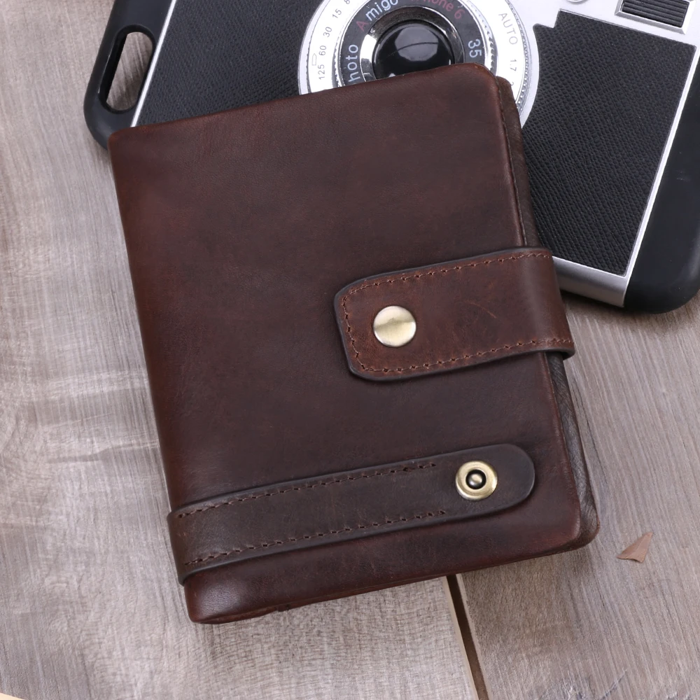 

Men's casual leather wallet rfid multi-card Money clip retro cowhide short Card holder gentleman Coin Small purses