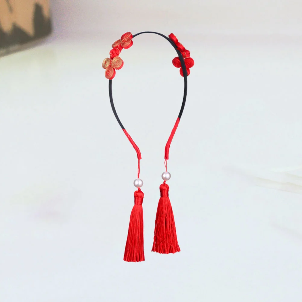 

Decor New Year Girl Headband Tassel Hair Hoop Kids Tang Suit Girls Headwear Baby