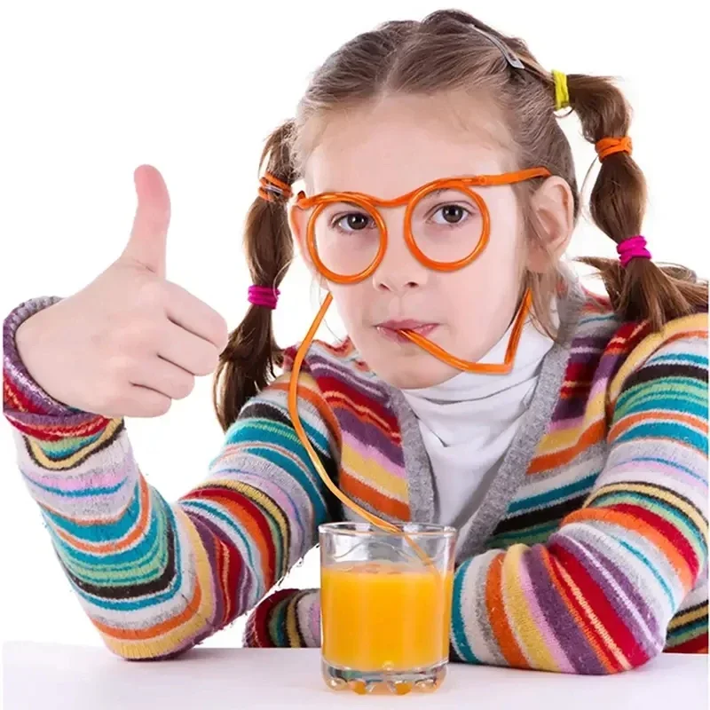 Funny Soft Straw Glasses Plastic Drinking Straws Unique Flexible Drinking Tube Kids Birthday Party Supplies Accessories
