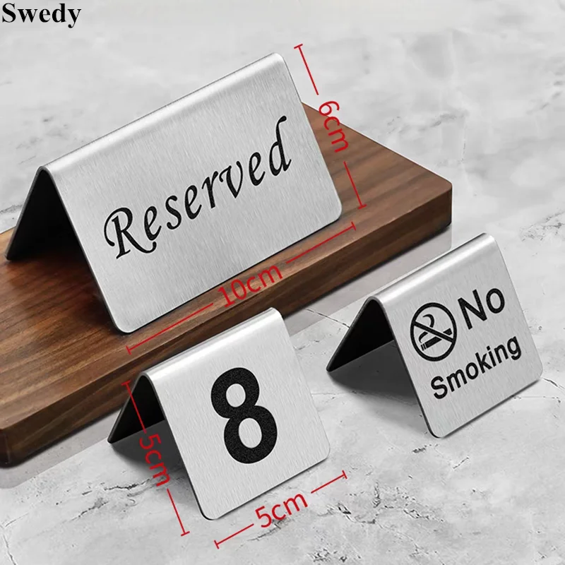Stainless Steel Restaurant Table Reserved Signs Wedding Restaurant Table Number Stand Seating Signs Warning No Smoking